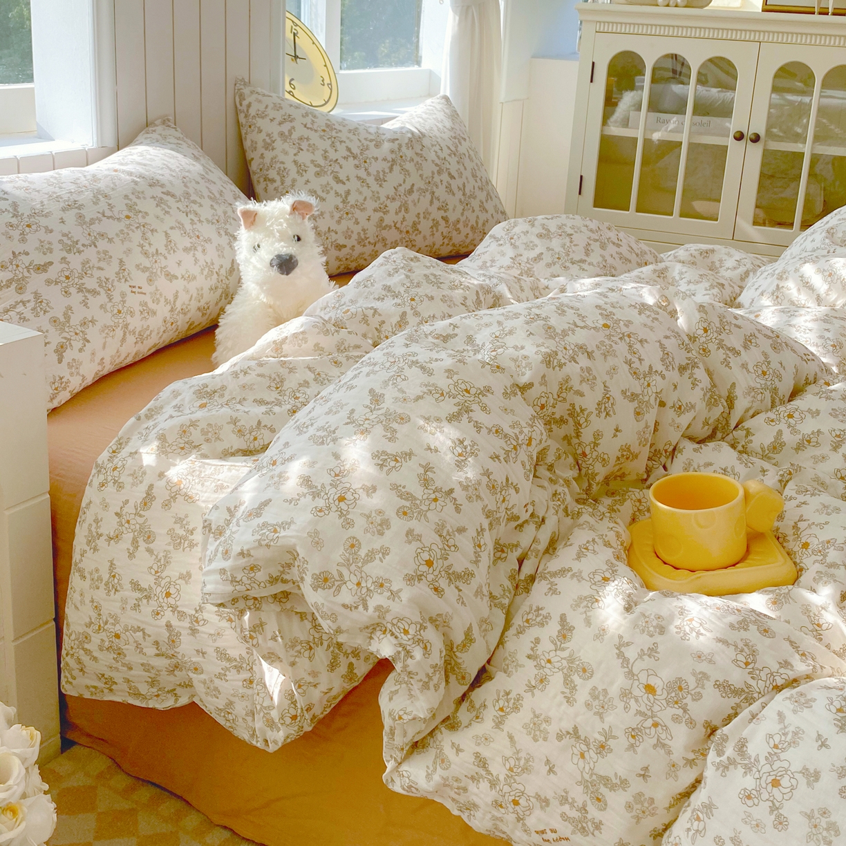 91家纺网 家纺一手货源 找家纺 春皖家纺 2026新款A类全棉有氧双层纱印花四件套单品系列-四件套 花织