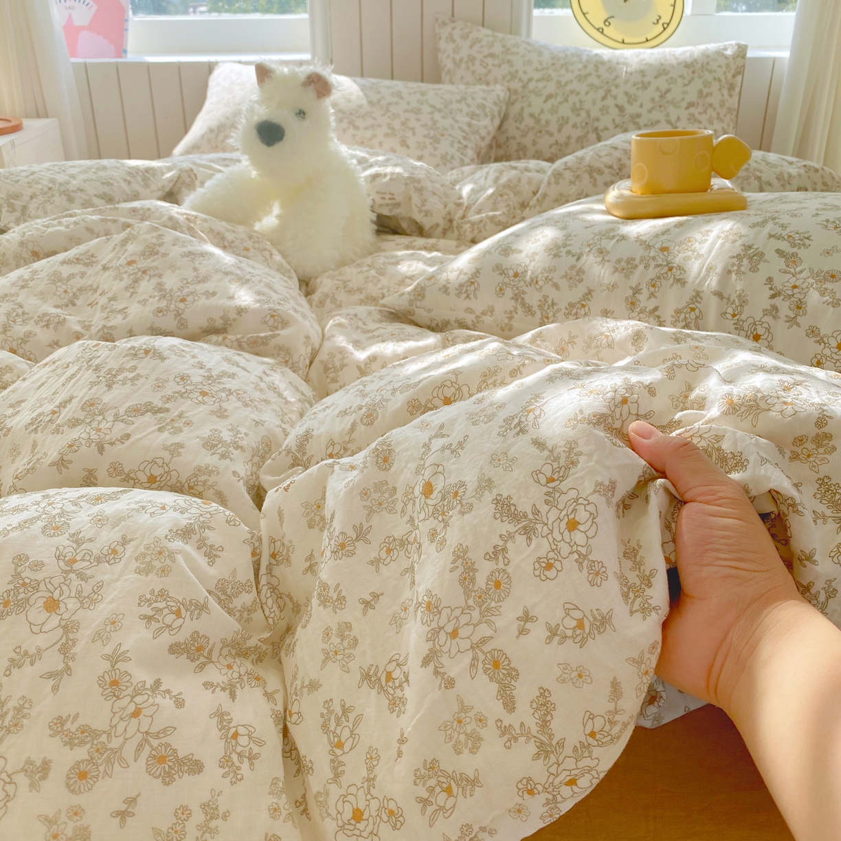 91家纺网 家纺一手货源 找家纺 春皖家纺 2026新款A类全棉有氧双层纱印花四件套单品系列-四件套 花织