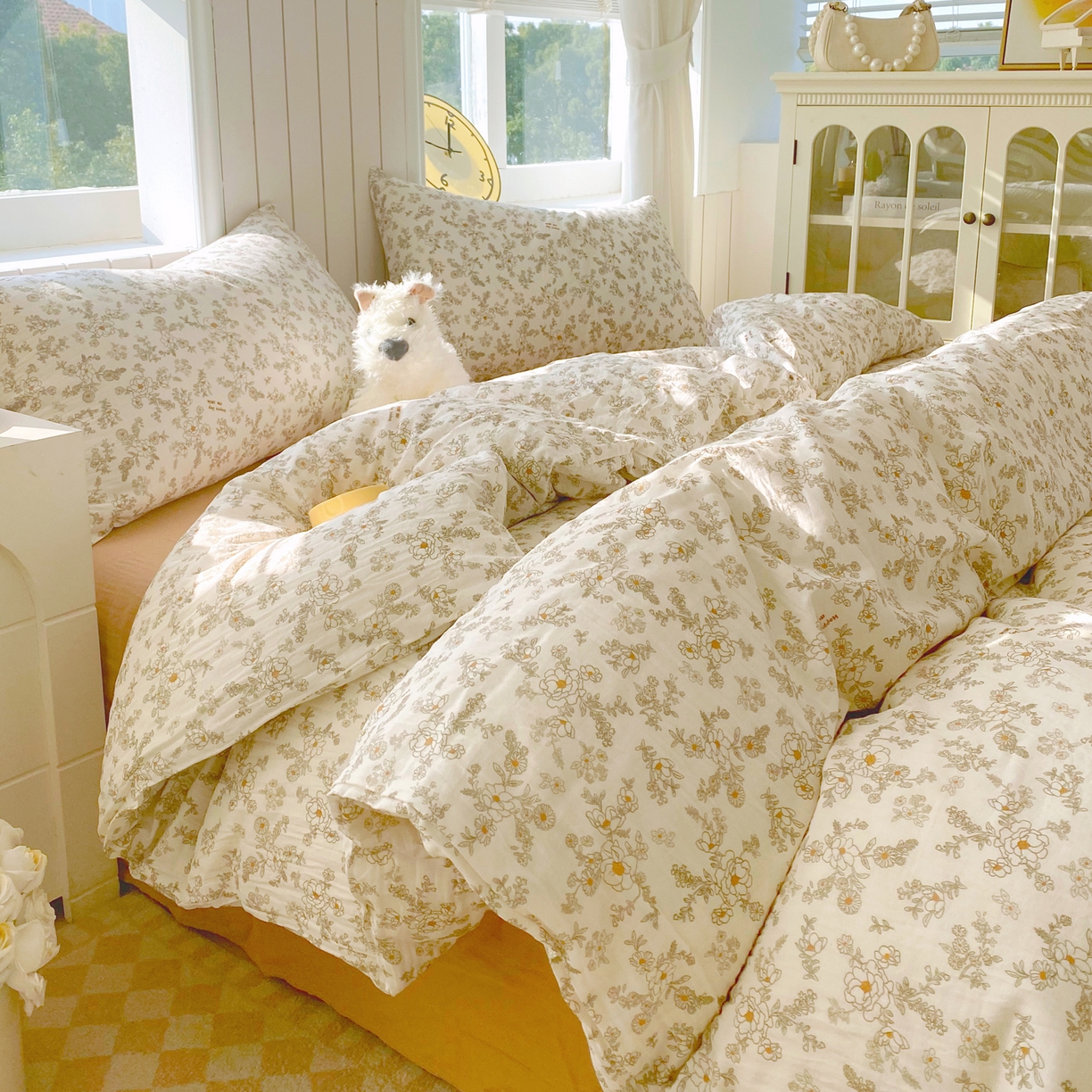 91家纺网 家纺一手货源 找家纺 春皖家纺 2026新款A类全棉有氧双层纱印花四件套单品系列-四件套 花织