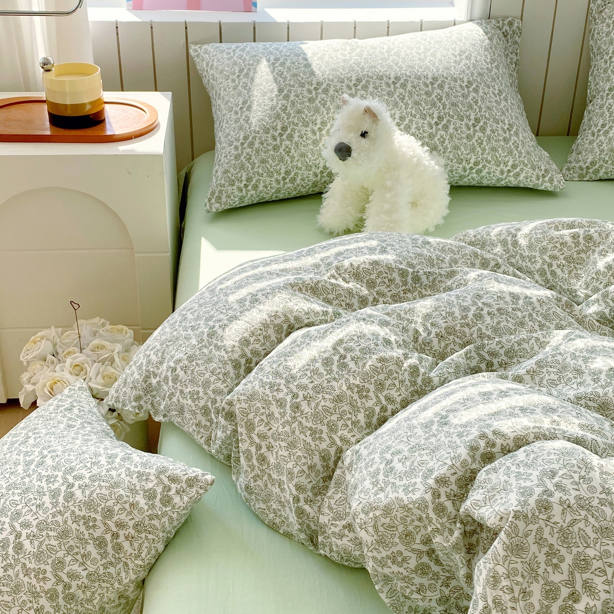 91家纺网 家纺一手货源 找家纺 春皖家纺 2026新款A类全棉有氧双层纱印花四件套单品系列-四件套 暮春