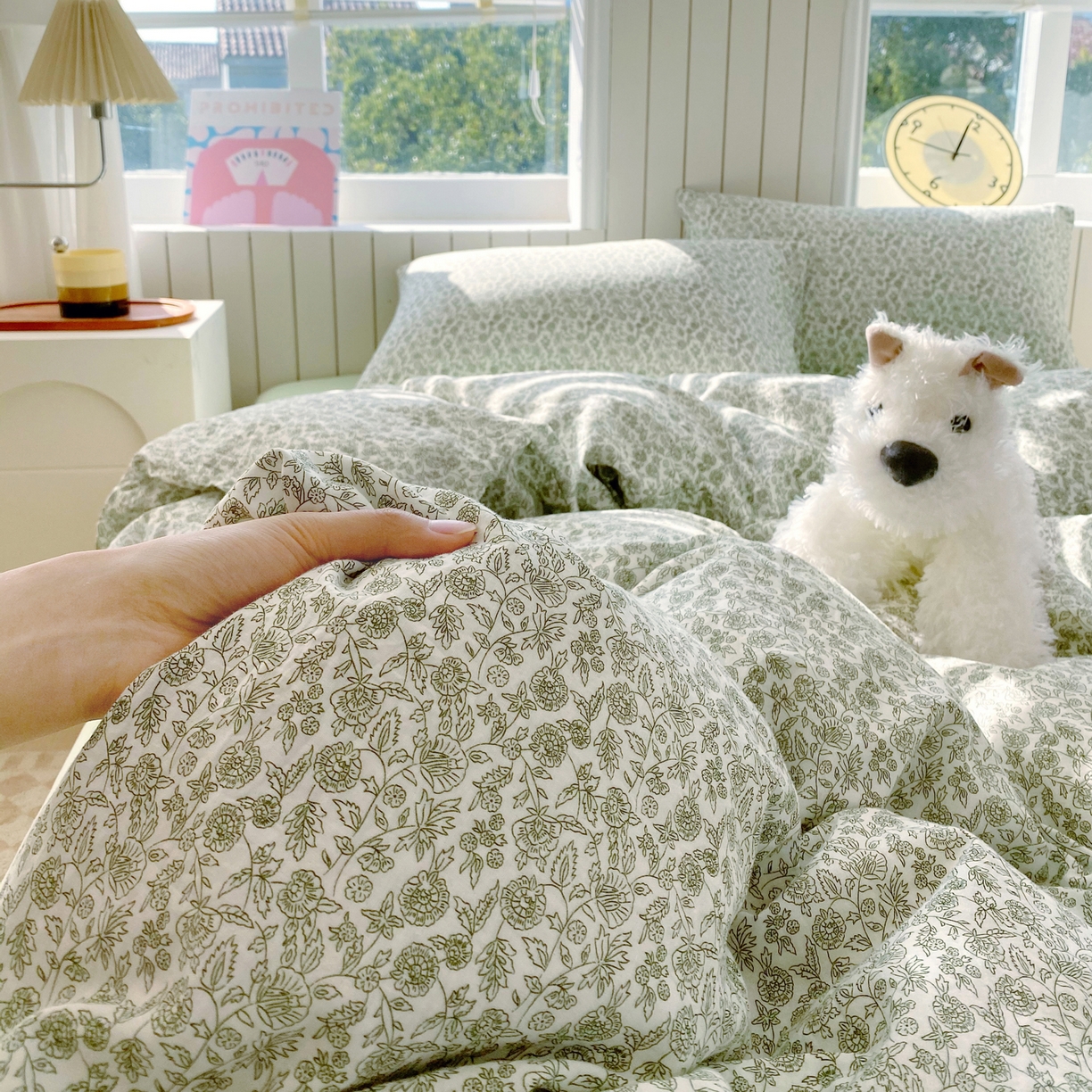 91家纺网 家纺一手货源 找家纺 春皖家纺 2026新款A类全棉有氧双层纱印花四件套单品系列-四件套 暮春