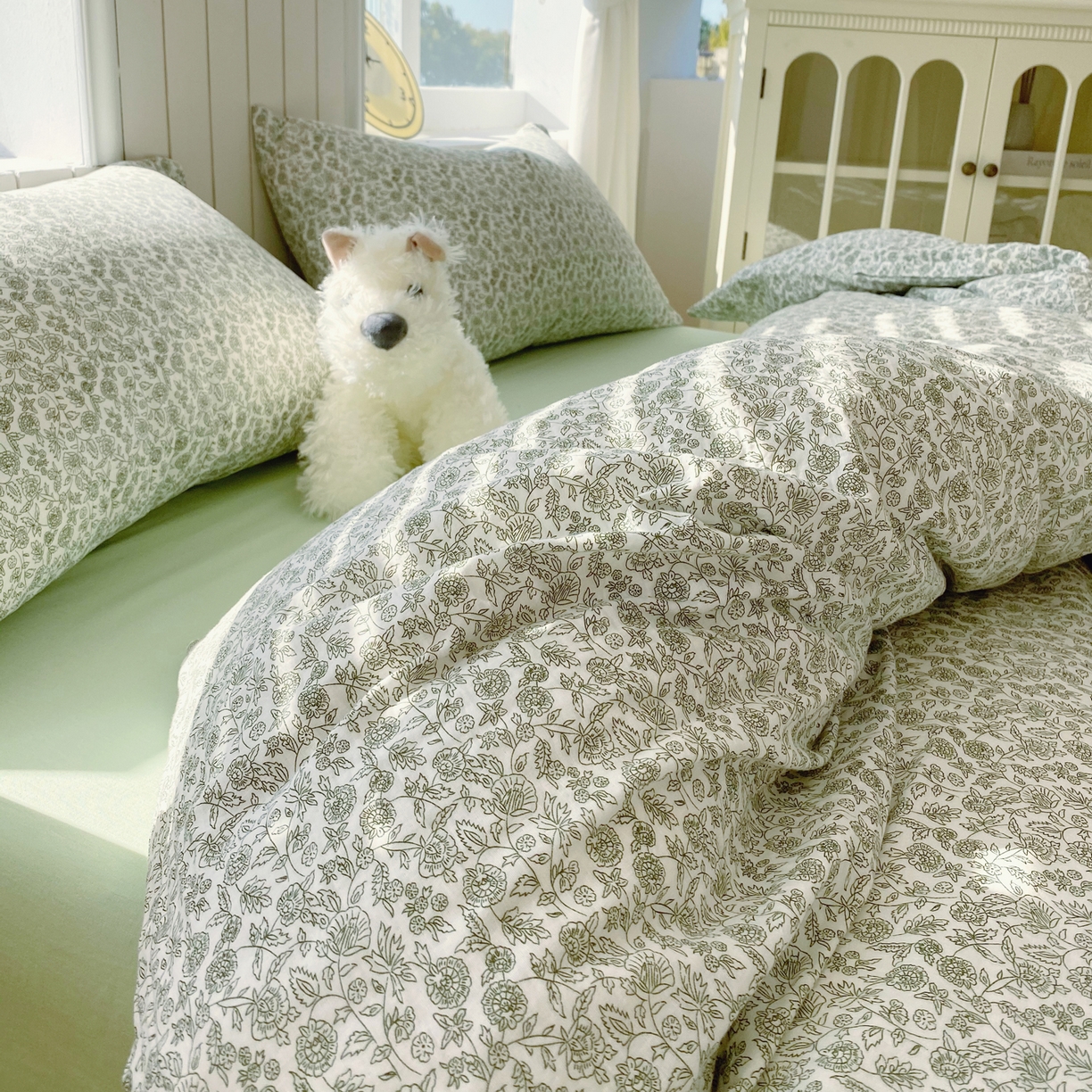 91家纺网 家纺一手货源 找家纺 春皖家纺 2026新款A类全棉有氧双层纱印花四件套单品系列-四件套 暮春