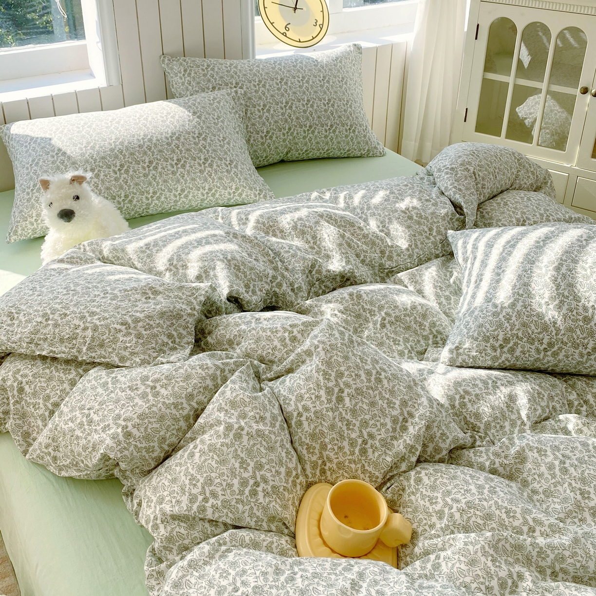 91家纺网 家纺一手货源 找家纺 春皖家纺 2026新款A类全棉有氧双层纱印花四件套单品系列-四件套 暮春