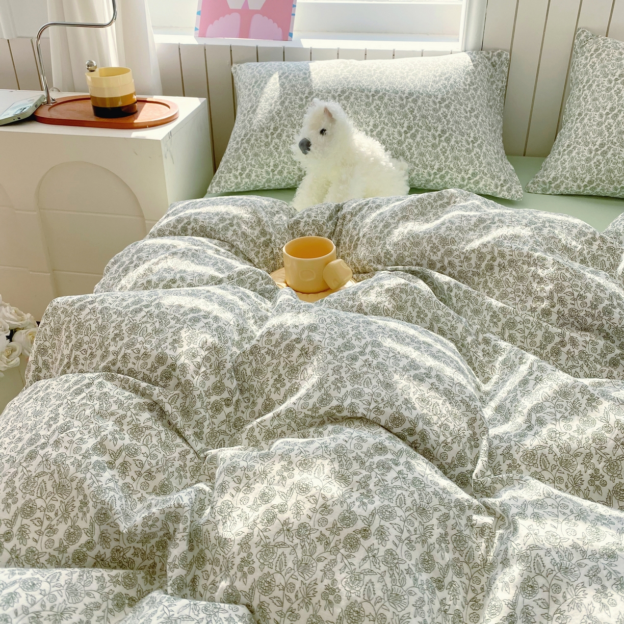 91家纺网 家纺一手货源 找家纺 春皖家纺 2026新款A类全棉有氧双层纱印花四件套单品系列-四件套 暮春