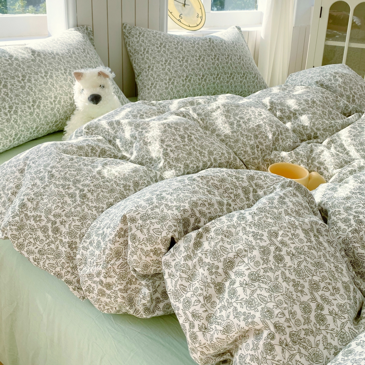 91家纺网 家纺一手货源 找家纺 春皖家纺 2026新款A类全棉有氧双层纱印花四件套单品系列-四件套 暮春