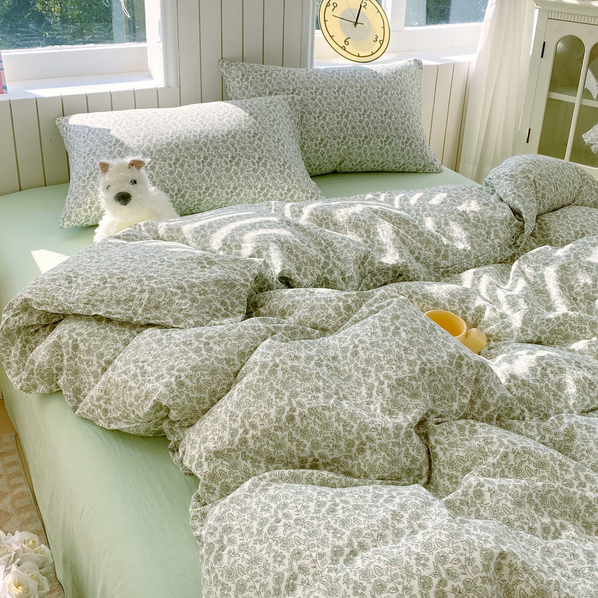 91家纺网 家纺一手货源 找家纺 春皖家纺 2026新款A类全棉有氧双层纱印花四件套单品系列-四件套 暮春