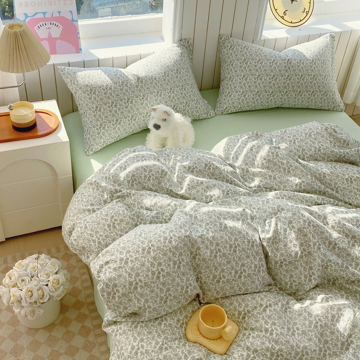 91家纺网 家纺一手货源 找家纺 春皖家纺 2026新款A类全棉有氧双层纱印花四件套单品系列-四件套 暮春