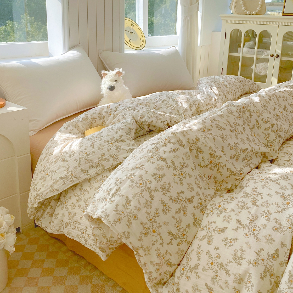 春皖家纺 2026新款A类全棉有氧双层纱印花四件套单品系列-单被套 花织