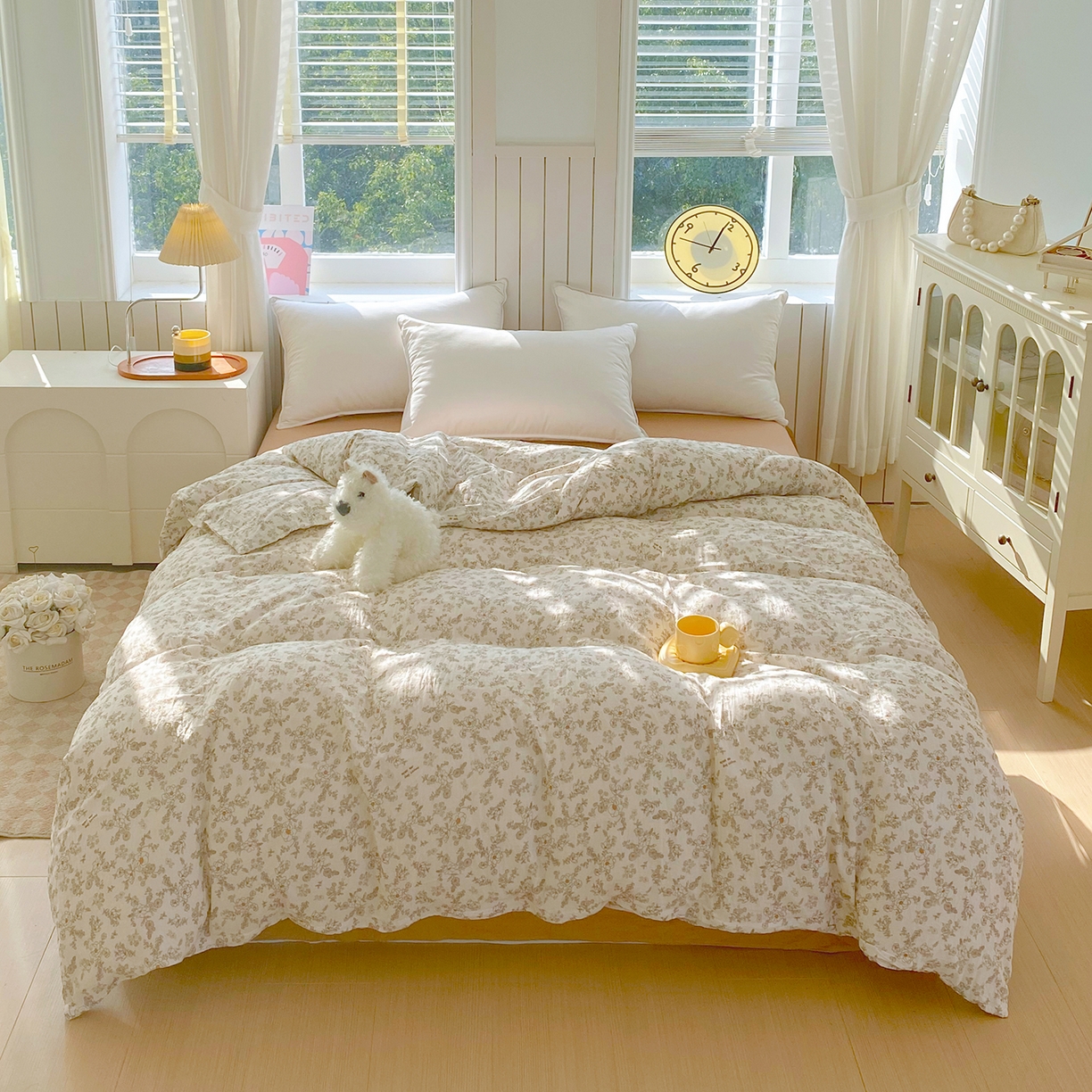 91家纺网 家纺一手货源 找家纺 春皖家纺 2026新款A类全棉有氧双层纱印花四件套单品系列-单被套 花织