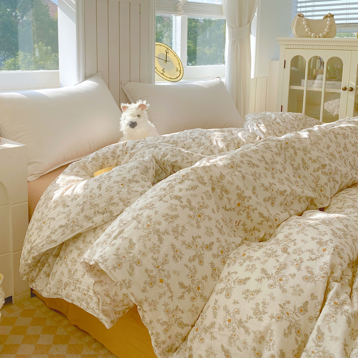 91家纺网 家纺一手货源 找家纺 春皖家纺 2026新款A类全棉有氧双层纱印花四件套单品系列-单被套 花织