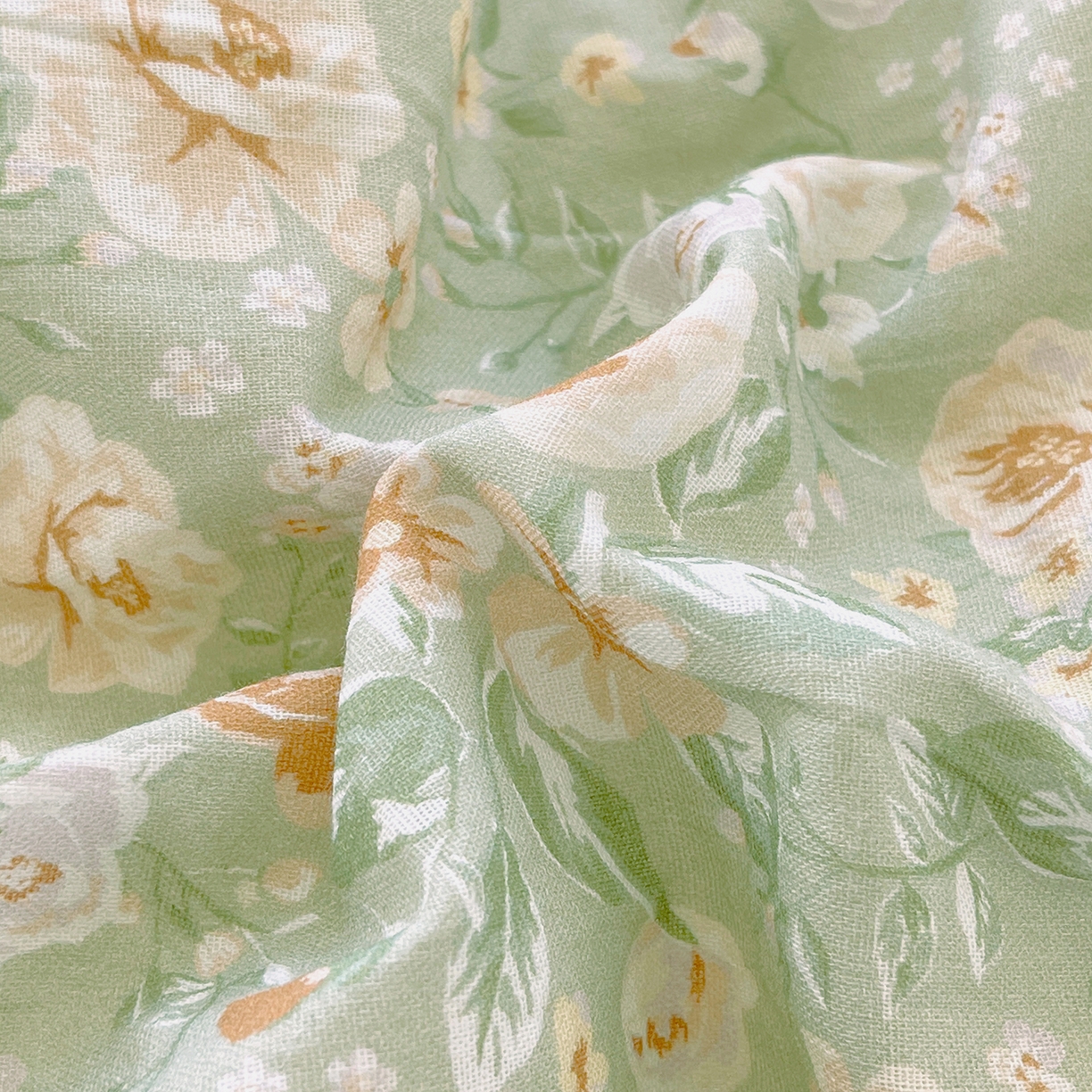 91家纺网 家纺一手货源 找家纺 春皖家纺 2026新款A类全棉有氧双层纱印花四件套单品系列-单被套 青茵