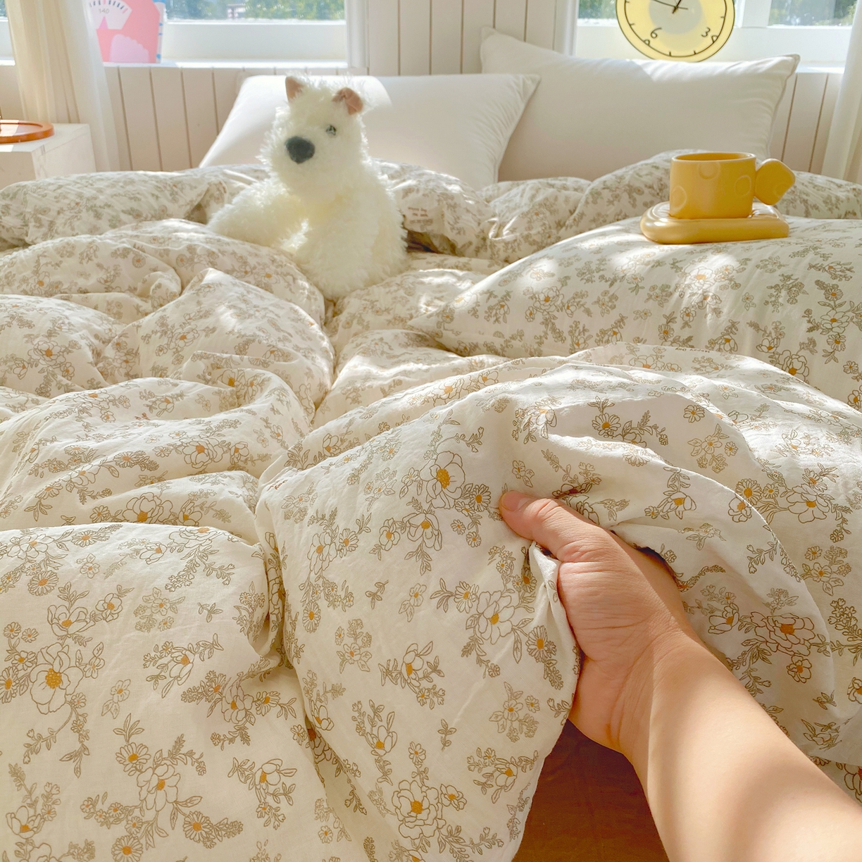 91家纺网 家纺一手货源 找家纺 春皖家纺 2026新款A类全棉有氧双层纱印花四件套单品系列-单被套 花织