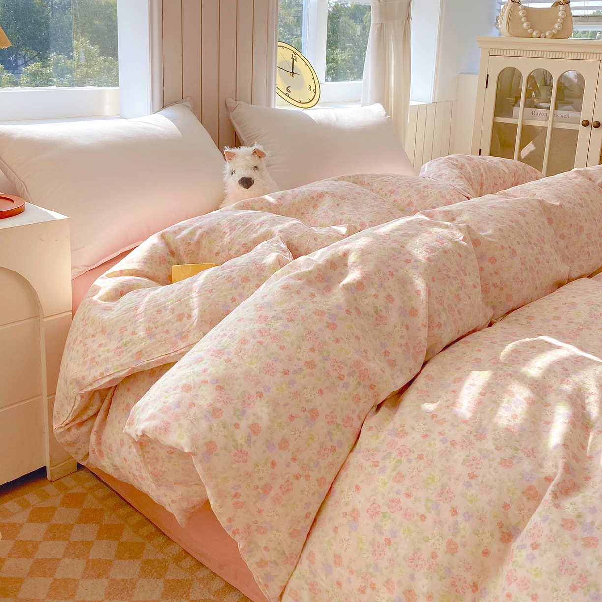 91家纺网 家纺一手货源 找家纺 春皖家纺 2026新款A类全棉有氧双层纱印花四件套单品系列-单被套 旧梦朝花