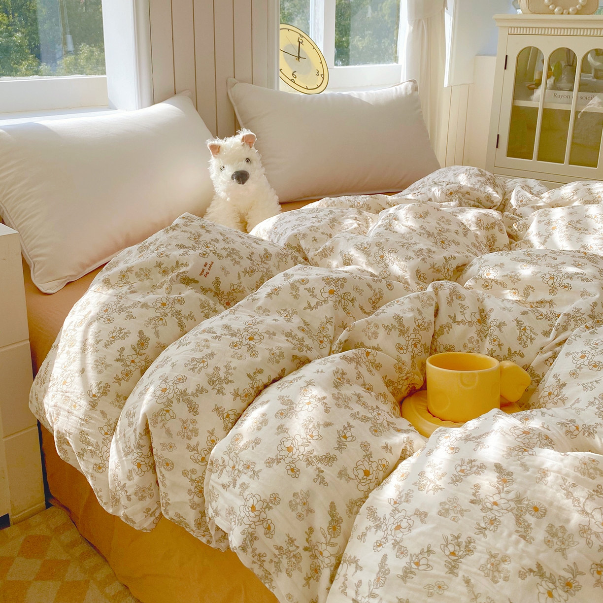 91家纺网 家纺一手货源 找家纺 春皖家纺 2026新款A类全棉有氧双层纱印花四件套单品系列-单被套 花织