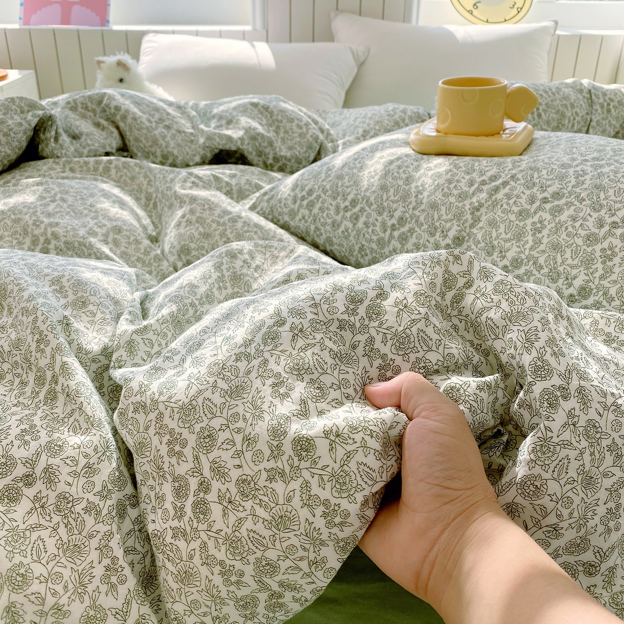 91家纺网 家纺一手货源 找家纺 春皖家纺 2026新款A类全棉有氧双层纱印花四件套单品系列-单被套 暮春