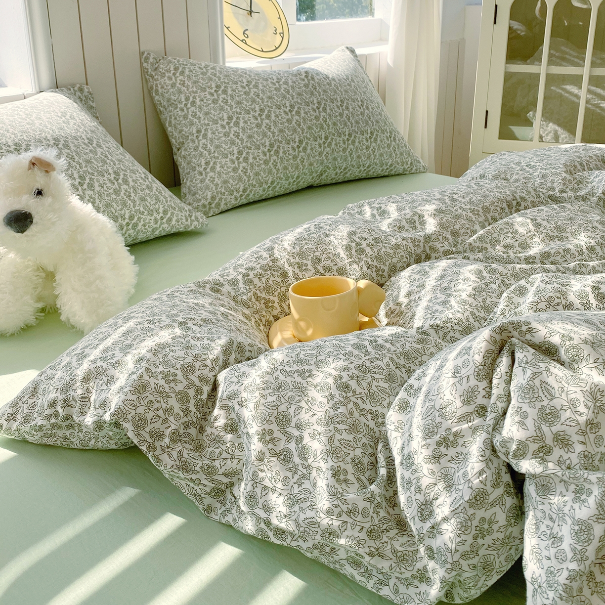 91家纺网 家纺一手货源 找家纺 春皖家纺 2026新款A类全棉有氧双层纱印花四件套单品系列-单被套 暮春