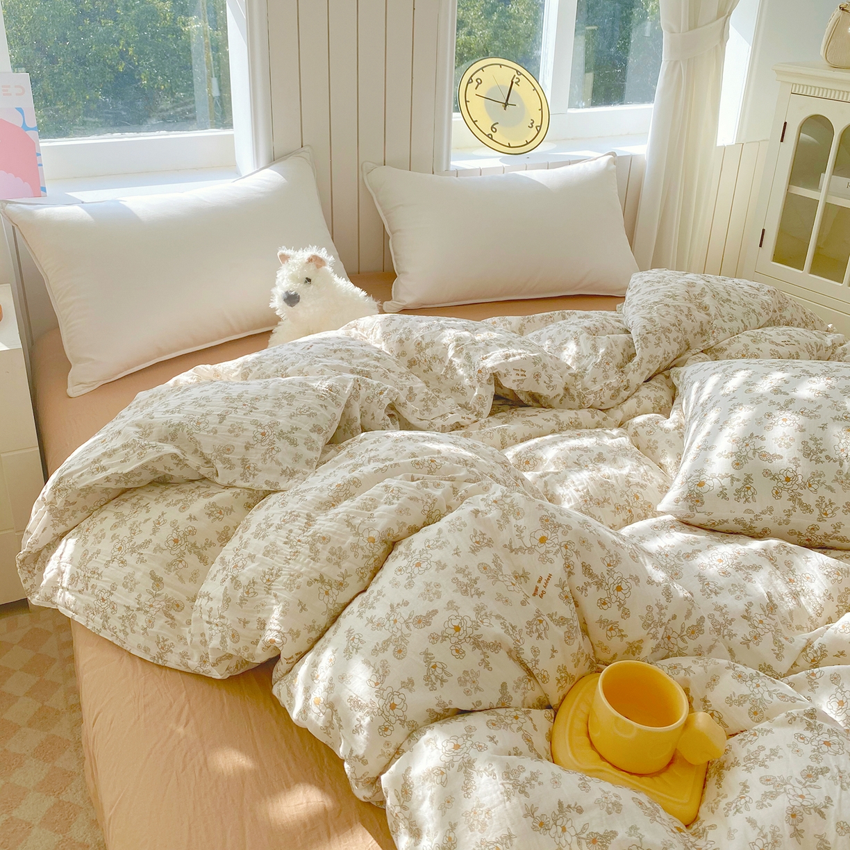 91家纺网 家纺一手货源 找家纺 春皖家纺 2026新款A类全棉有氧双层纱印花四件套单品系列-单被套 花织