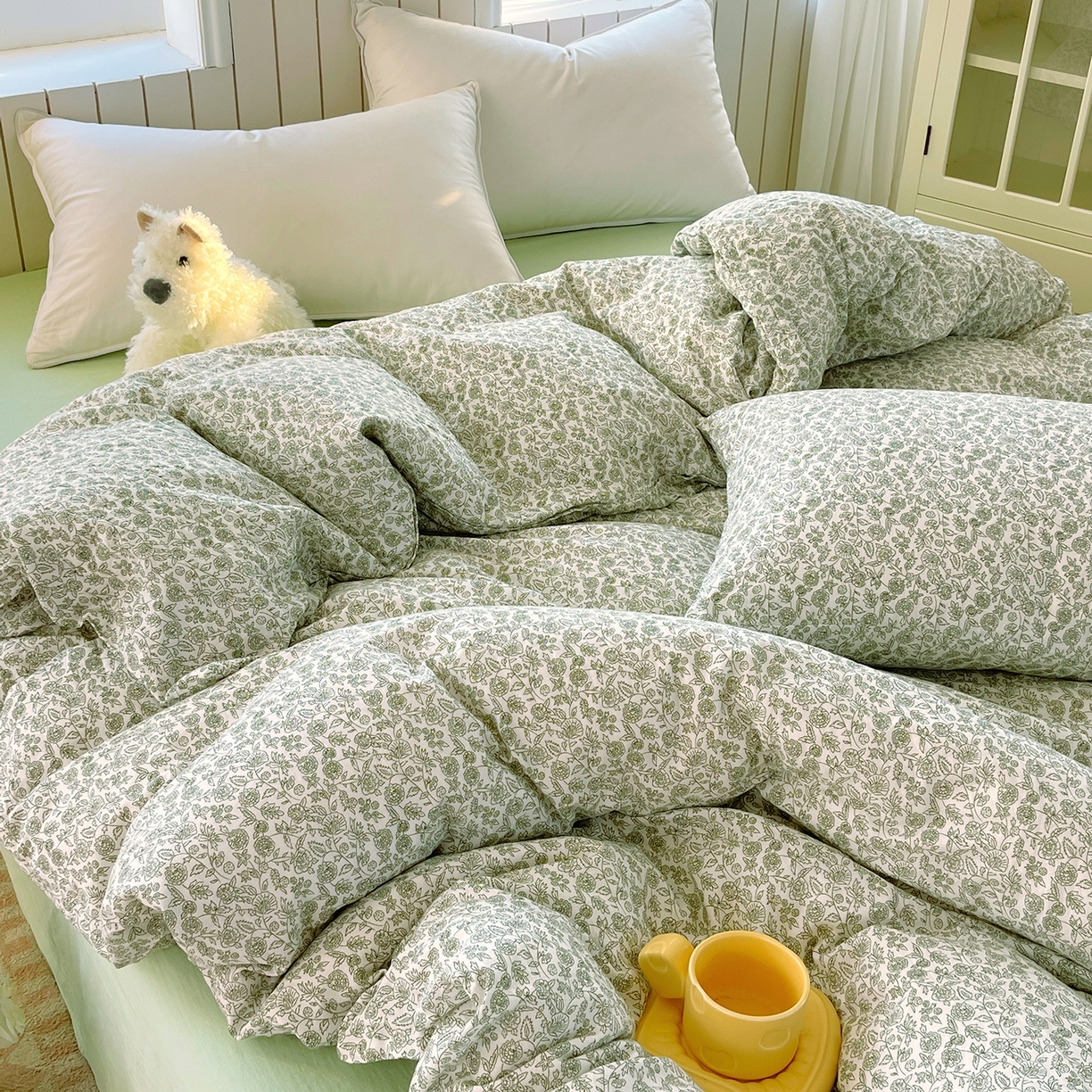 91家纺网 家纺一手货源 找家纺 春皖家纺 2026新款A类全棉有氧双层纱印花四件套单品系列-单被套 暮春