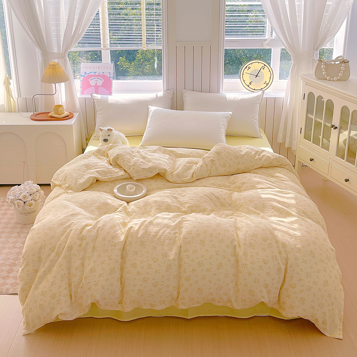 91家纺网 家纺一手货源 找家纺 春皖家纺 2026新款A类全棉有氧双层纱印花四件套单品系列-单被套 晴丝一缕