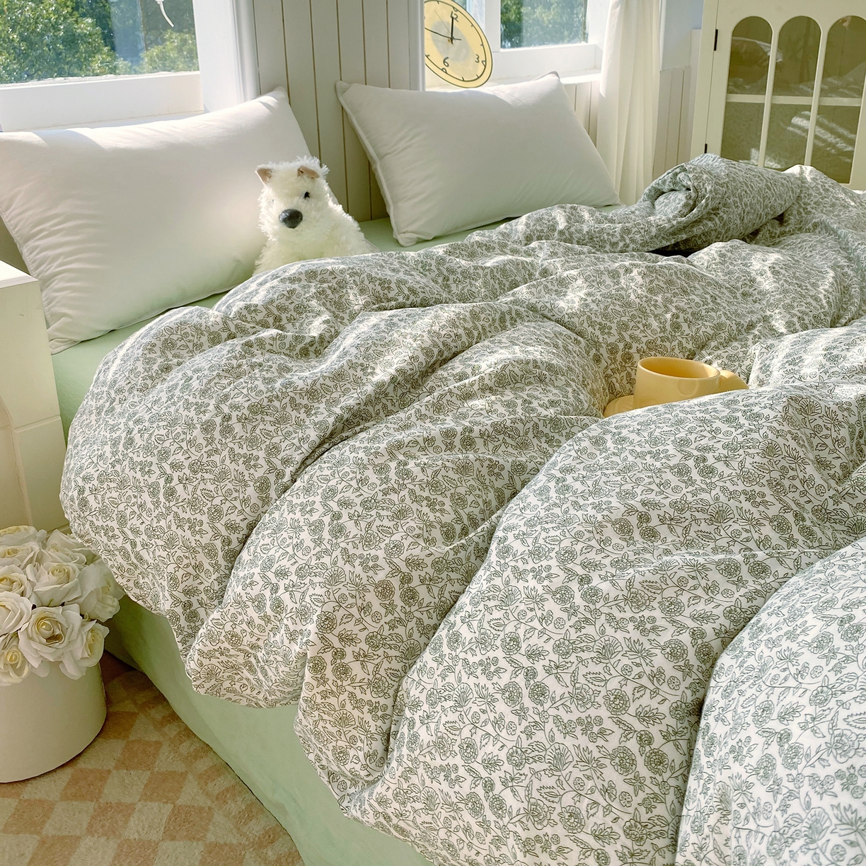 91家纺网 家纺一手货源 找家纺 春皖家纺 2026新款A类全棉有氧双层纱印花四件套单品系列-单被套 暮春