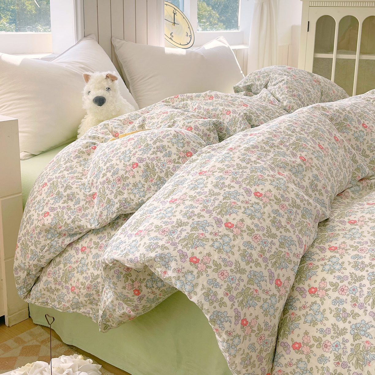 春皖家纺 2026新款A类全棉有氧双层纱印花四件套单品系列-单被套 花町