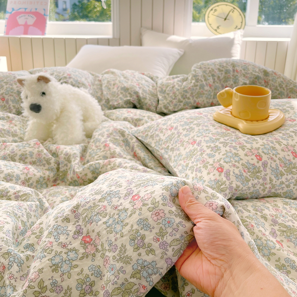 91家纺网 家纺一手货源 找家纺 春皖家纺 2026新款A类全棉有氧双层纱印花四件套单品系列-单被套 花町