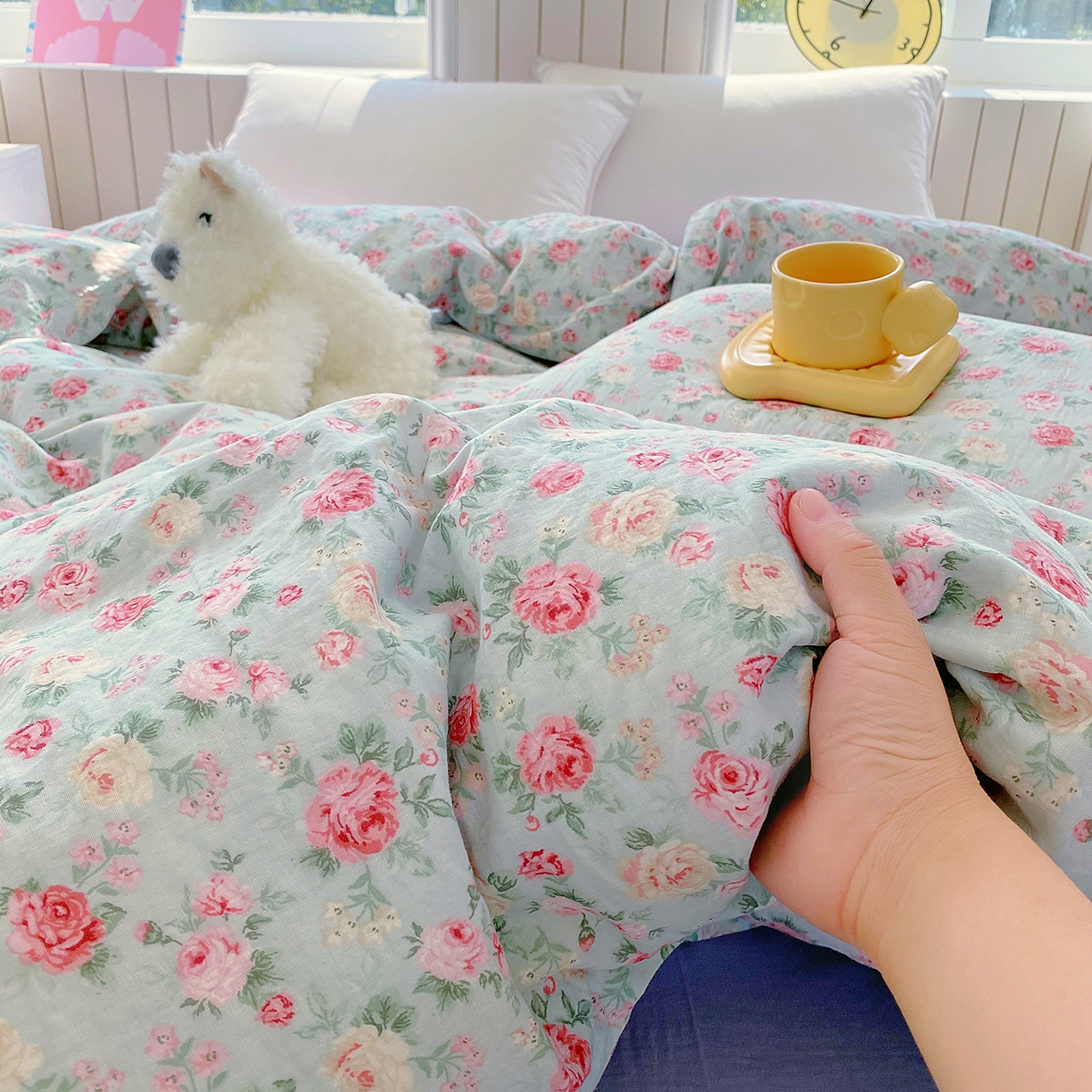 91家纺网 家纺一手货源 找家纺 春皖家纺 2026新款A类全棉有氧双层纱印花四件套单品系列-单被套 桂语兰庭