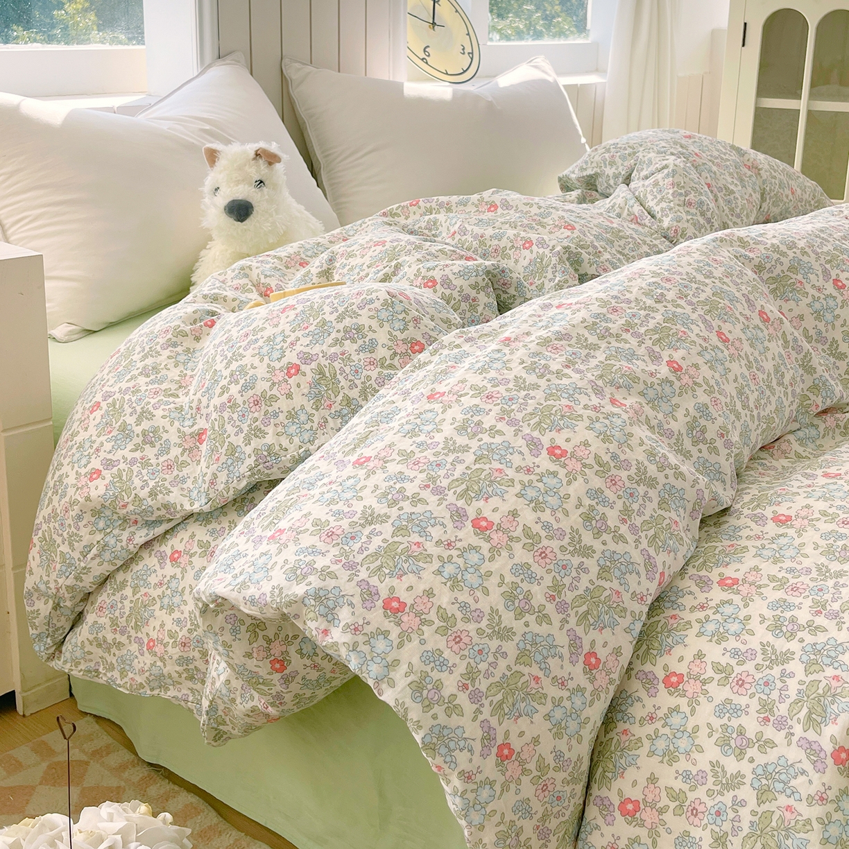 91家纺网 家纺一手货源 找家纺 春皖家纺 2026新款A类全棉有氧双层纱印花四件套单品系列-单被套 花町