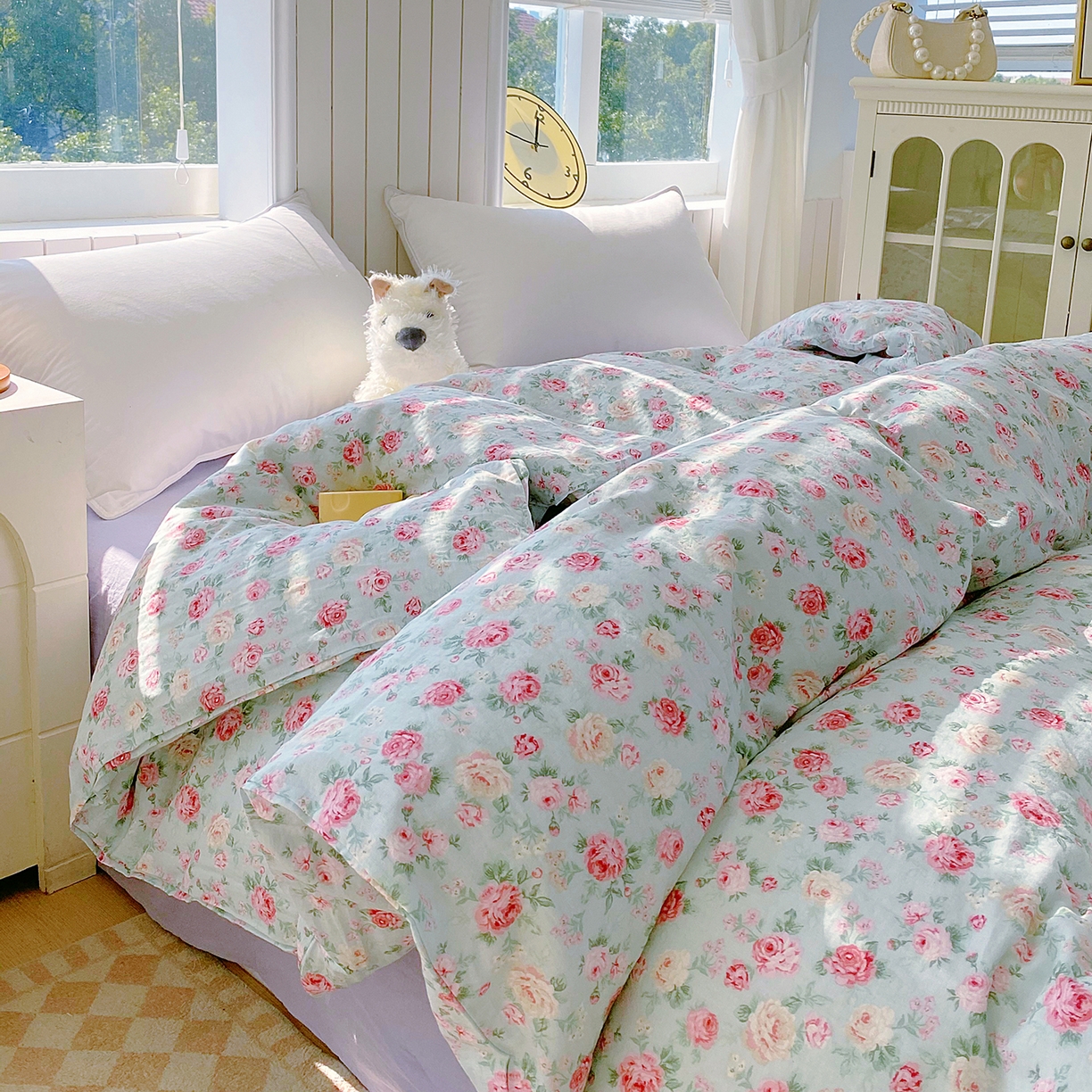 91家纺网 家纺一手货源 找家纺 春皖家纺 2026新款A类全棉有氧双层纱印花四件套单品系列-单被套 桂语兰庭