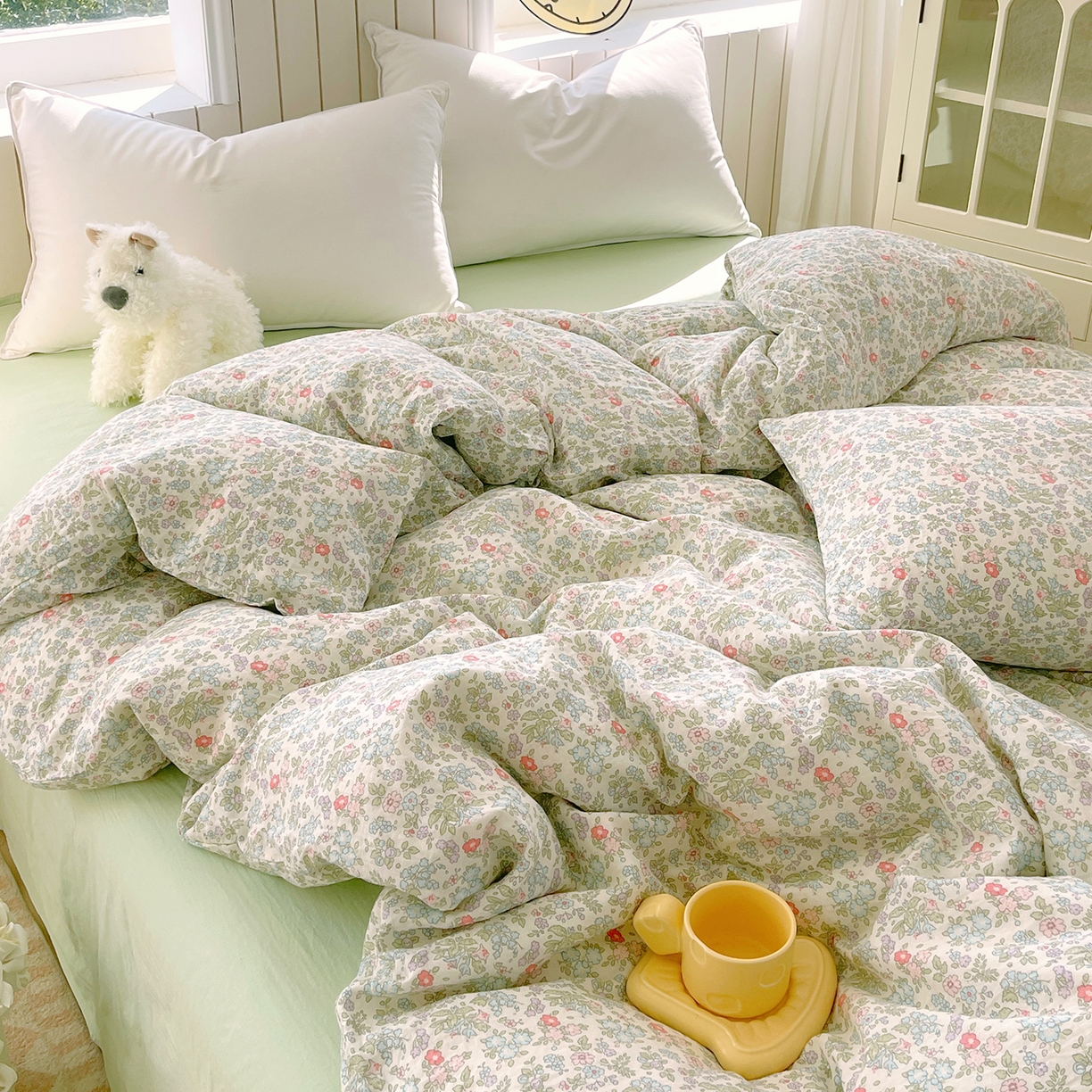 91家纺网 家纺一手货源 找家纺 春皖家纺 2026新款A类全棉有氧双层纱印花四件套单品系列-单被套 花町