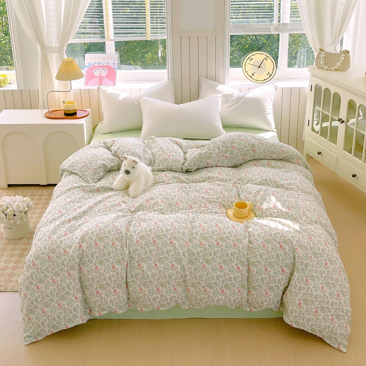 91家纺网 家纺一手货源 找家纺 春皖家纺 2026新款A类全棉有氧双层纱印花四件套单品系列-单被套 花町