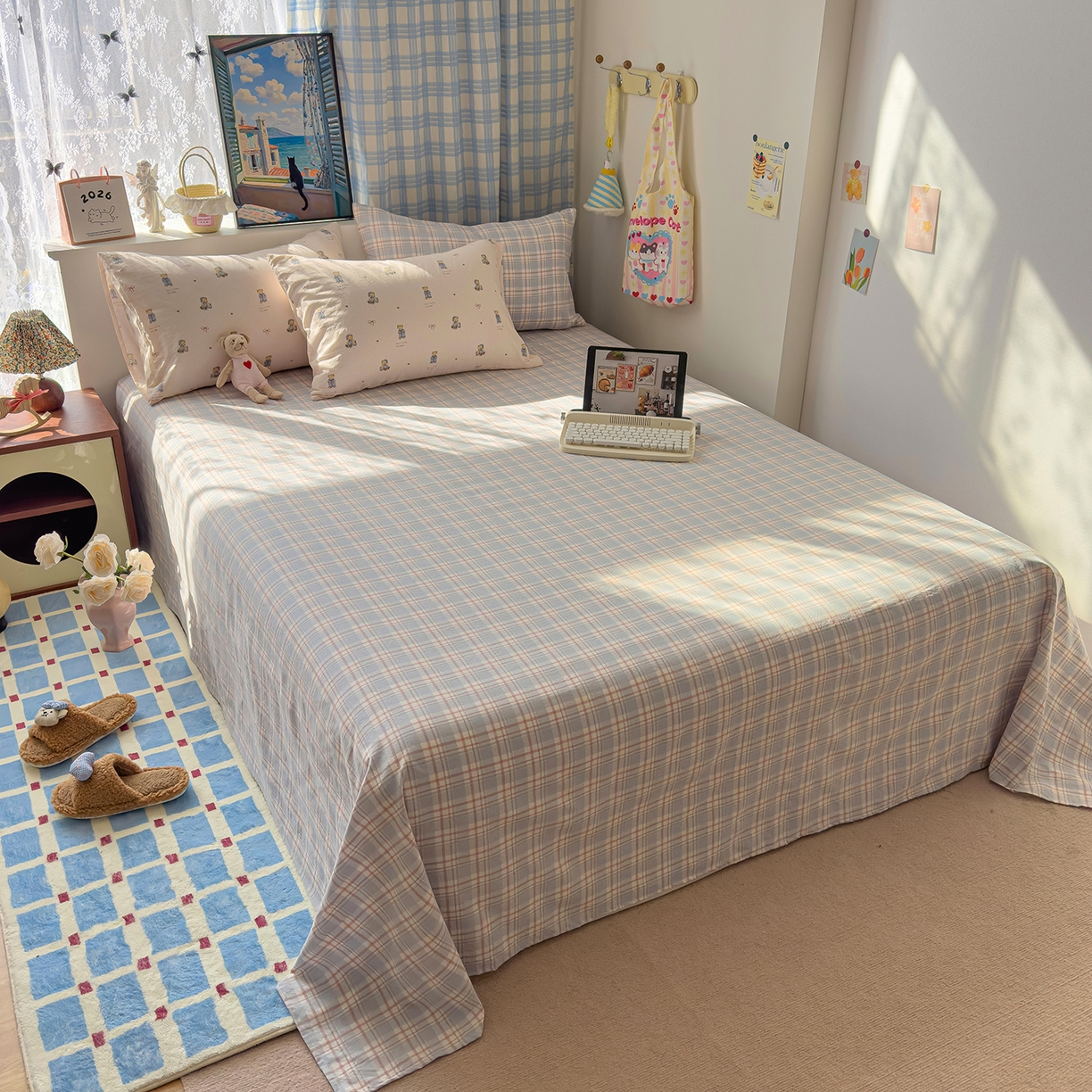 91家纺网 家纺一手货源 找家纺 （总）希丞家居 2026新款博主风小清新仿棉云感纱床上四件套