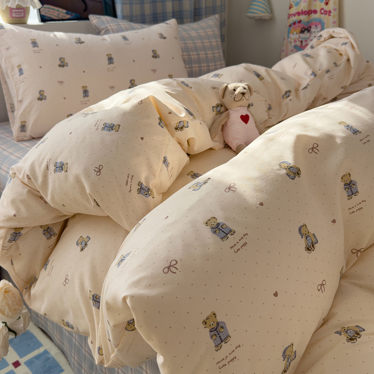 91家纺网 家纺一手货源 找家纺 （总）希丞家居 2026新款博主风小清新仿棉云感纱床上四件套