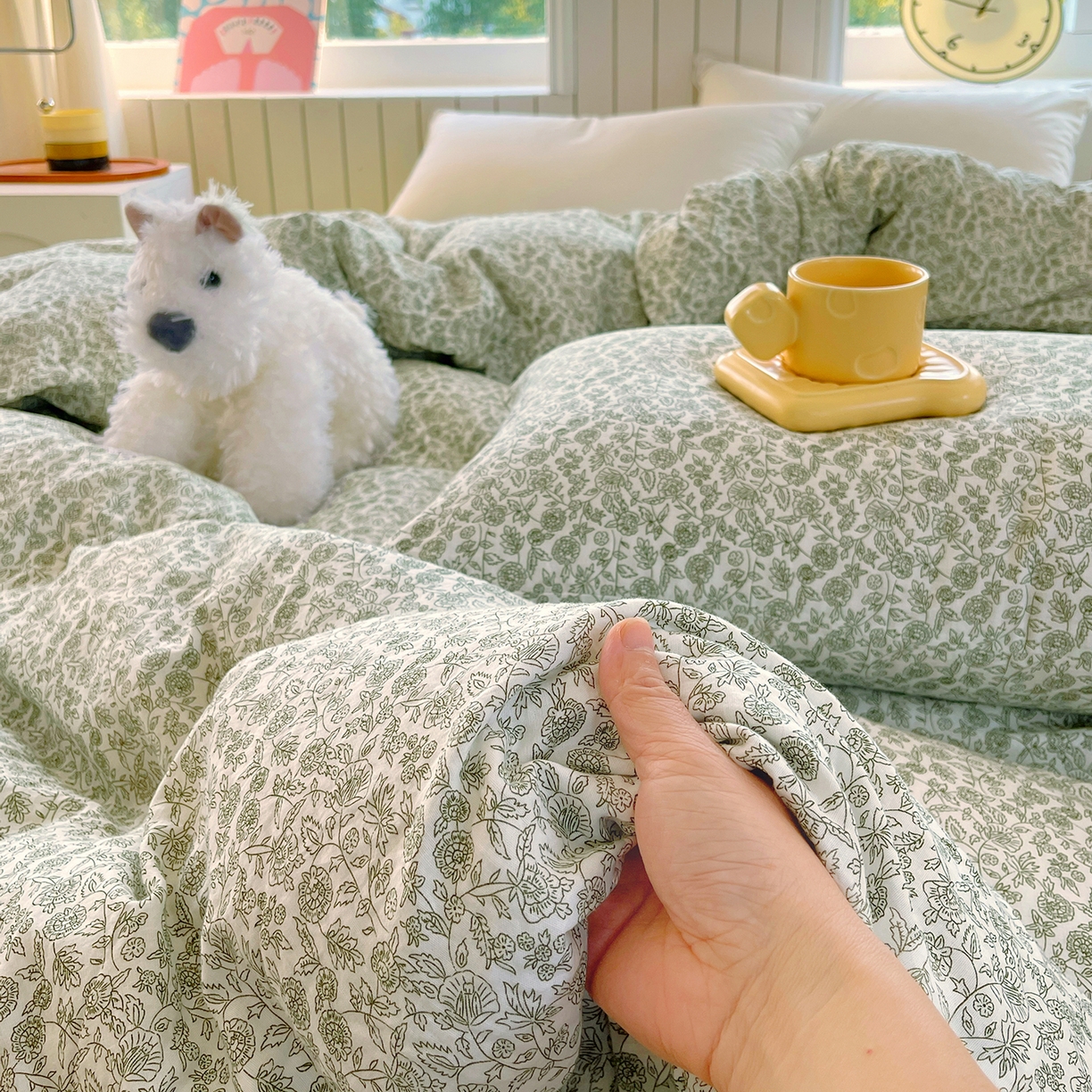 91家纺网 家纺一手货源 找家纺 春皖家纺 2026新款A类全棉有氧双层纱印花四件套单品系列-单被套 暮春