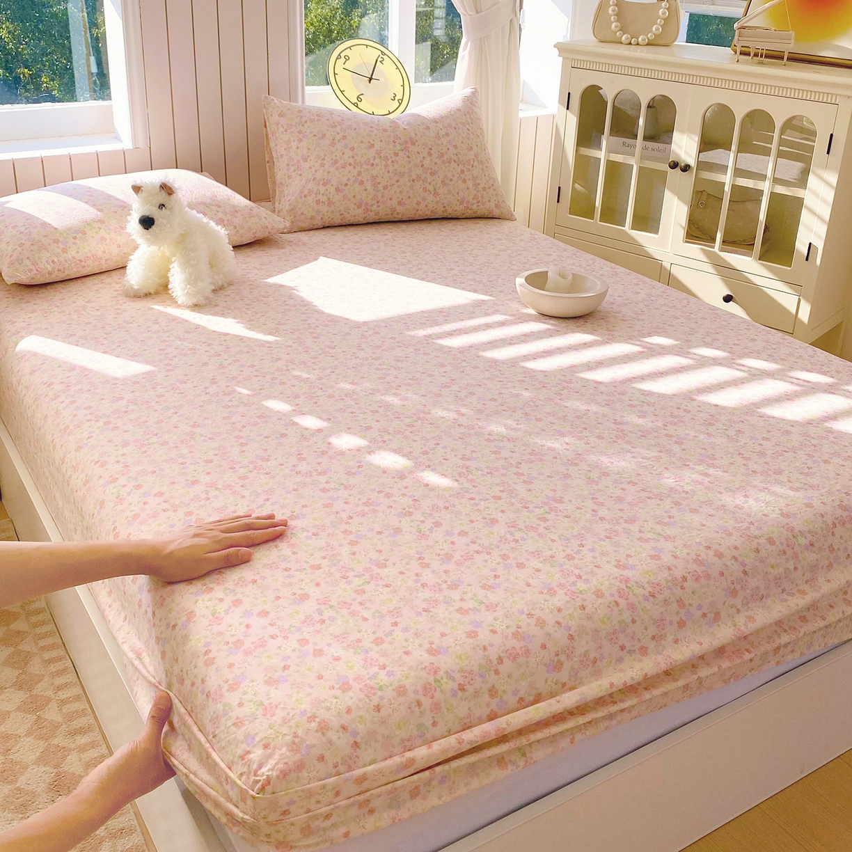 91家纺网 家纺一手货源 找家纺 （总）春皖家纺 2026新款A类全棉有氧双层纱印花四件套单品系列-单床笠