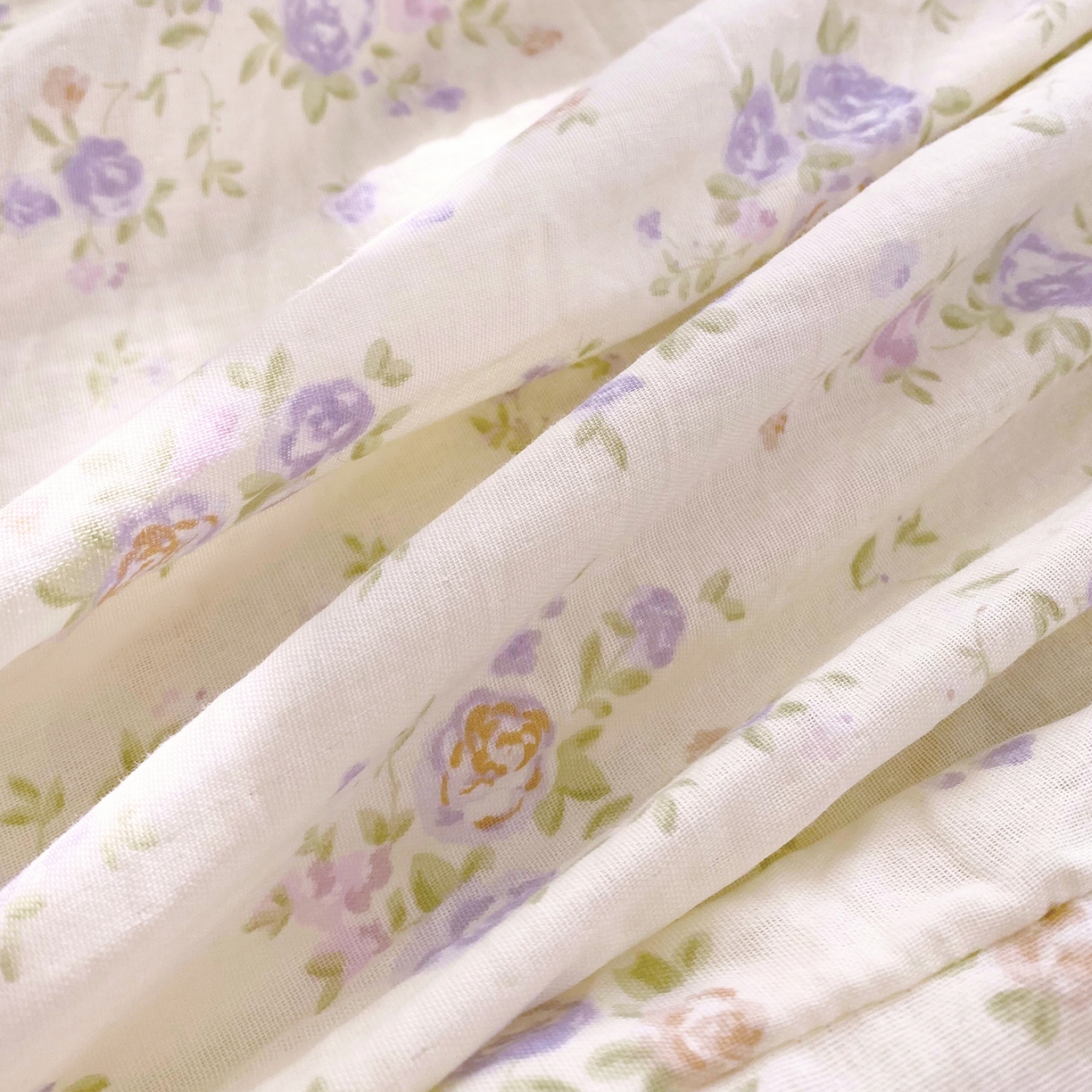 91家纺网 家纺一手货源 找家纺 春皖家纺 2026新款A类全棉有氧双层纱印花四件套单品系列-单床笠 雾染玫瑰