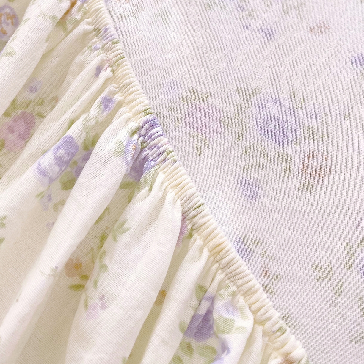 91家纺网 家纺一手货源 找家纺 春皖家纺 2026新款A类全棉有氧双层纱印花四件套单品系列-单床笠 雾染玫瑰