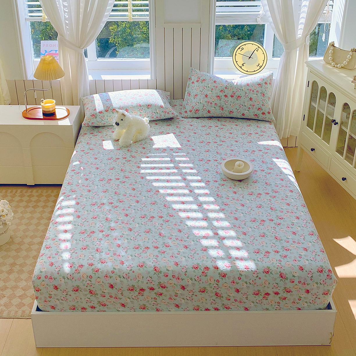 春皖家纺 2026新款A类全棉有氧双层纱印花四件套单品系列-单床笠 桂语兰庭