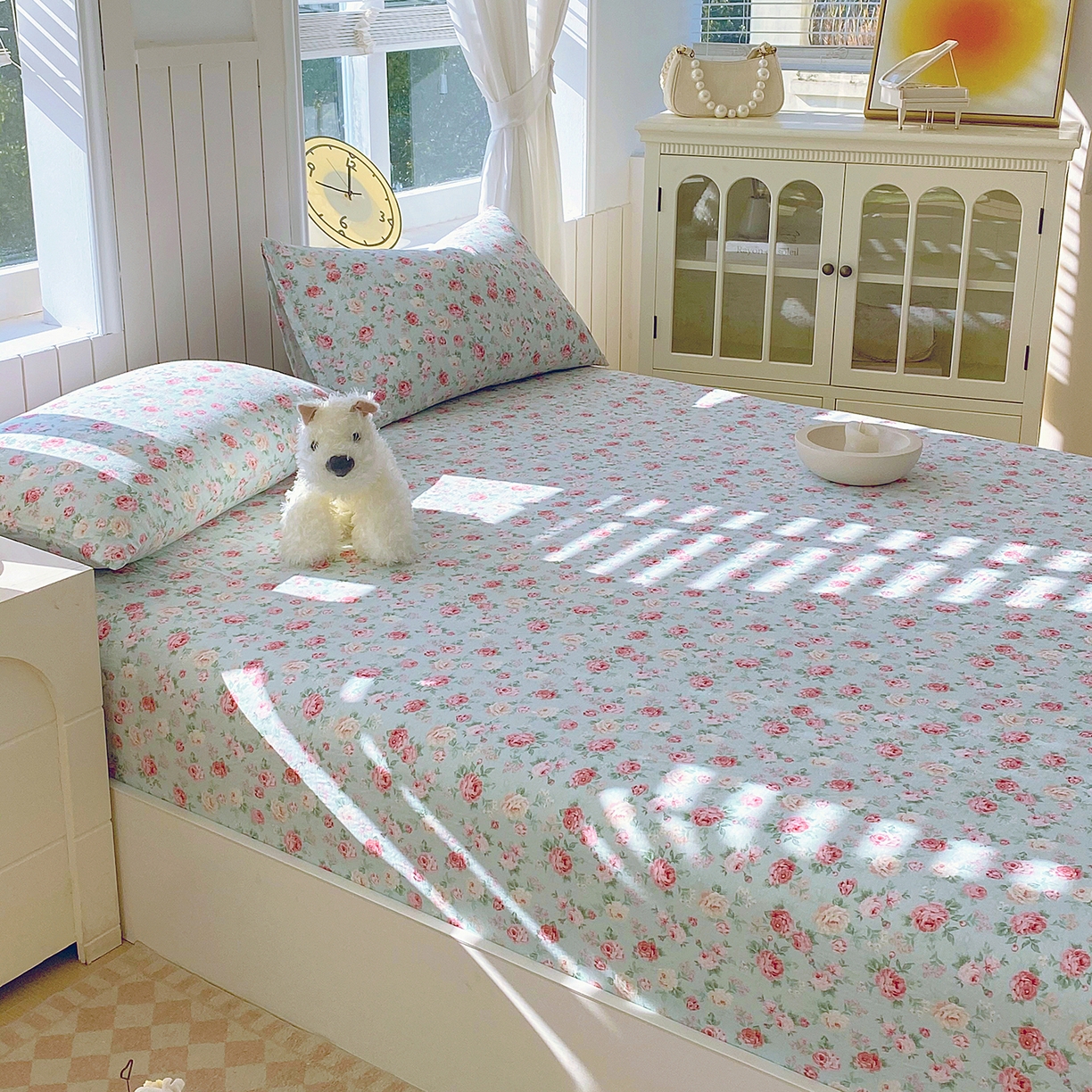 91家纺网 家纺一手货源 找家纺 春皖家纺 2026新款A类全棉有氧双层纱印花四件套单品系列-单床笠 桂语兰庭