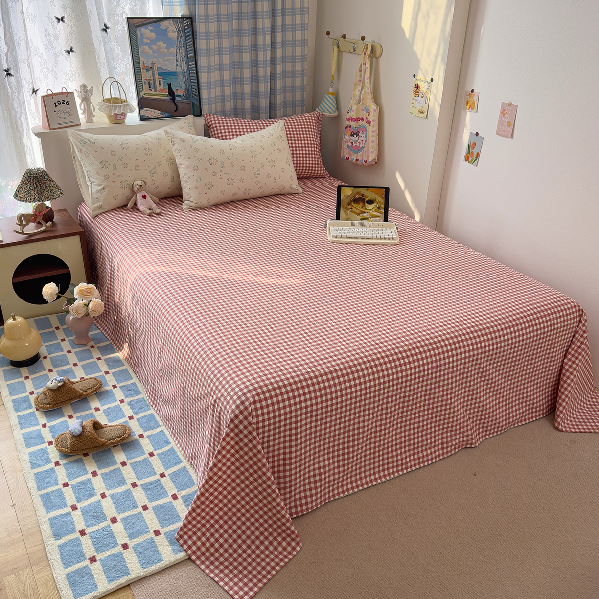 91家纺网 家纺一手货源 找家纺 希丞家居 2026新款博主风小清新仿棉云感纱床上四件套 小鹿乱撞