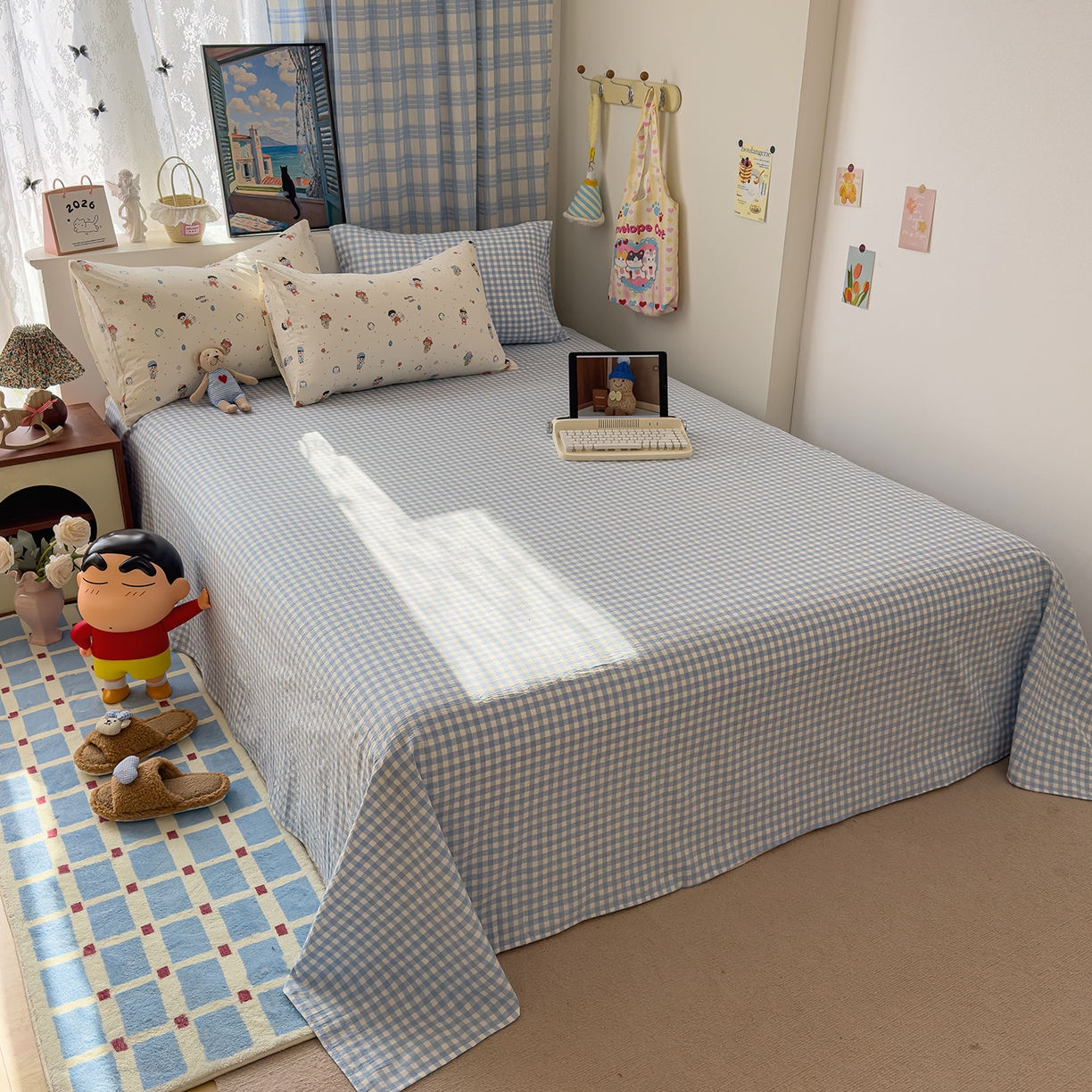 91家纺网 家纺一手货源 找家纺 希丞家居 2026新款博主风小清新仿棉云感纱床上四件套 小新合集