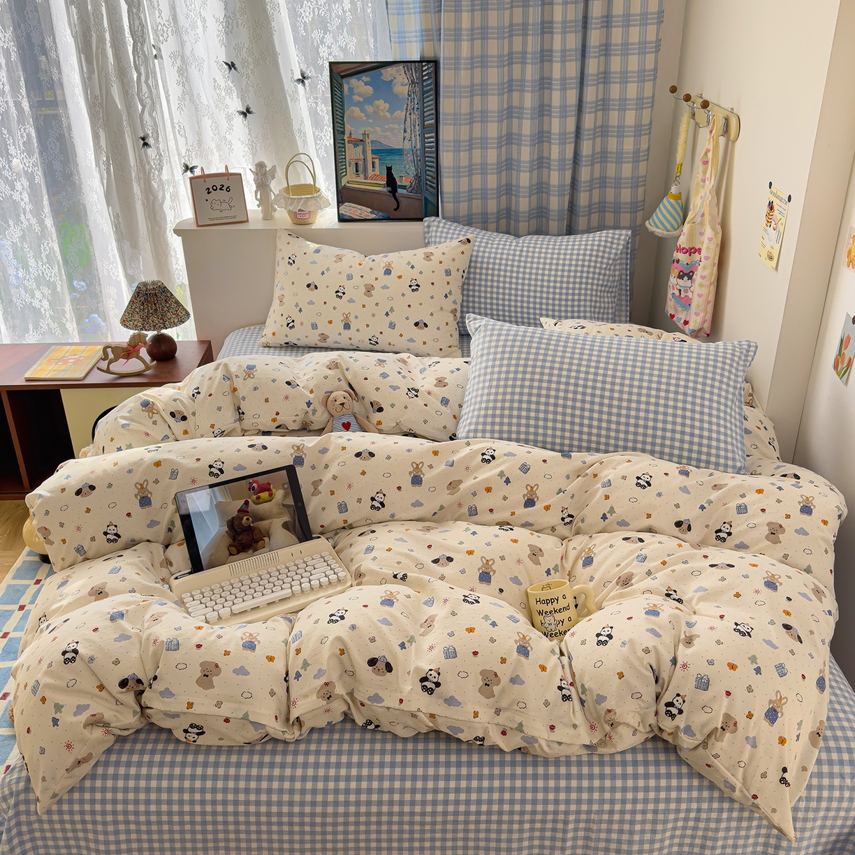 希丞家居 2026新款博主风小清新仿棉云感纱床上四件套 小幸运