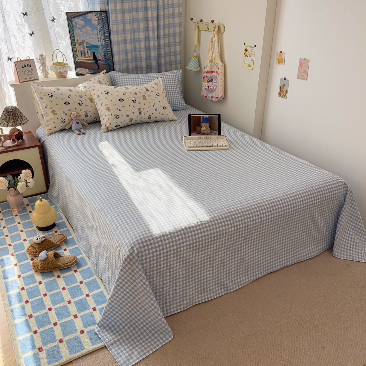 91家纺网 家纺一手货源 找家纺 希丞家居 2026新款博主风小清新仿棉云感纱床上四件套 小幸运