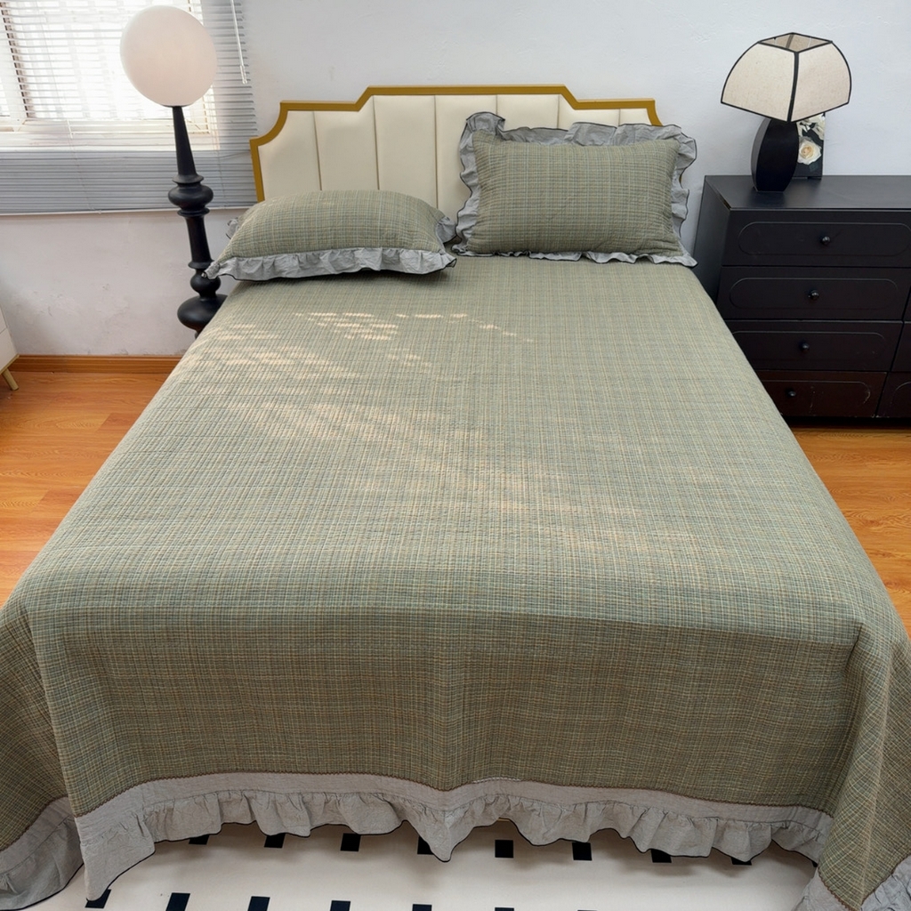 91家纺网 家纺一手货源 找家纺 （总）暖居 2026年新款全棉色织水洗棉高温砂洗床盖三件套四件套