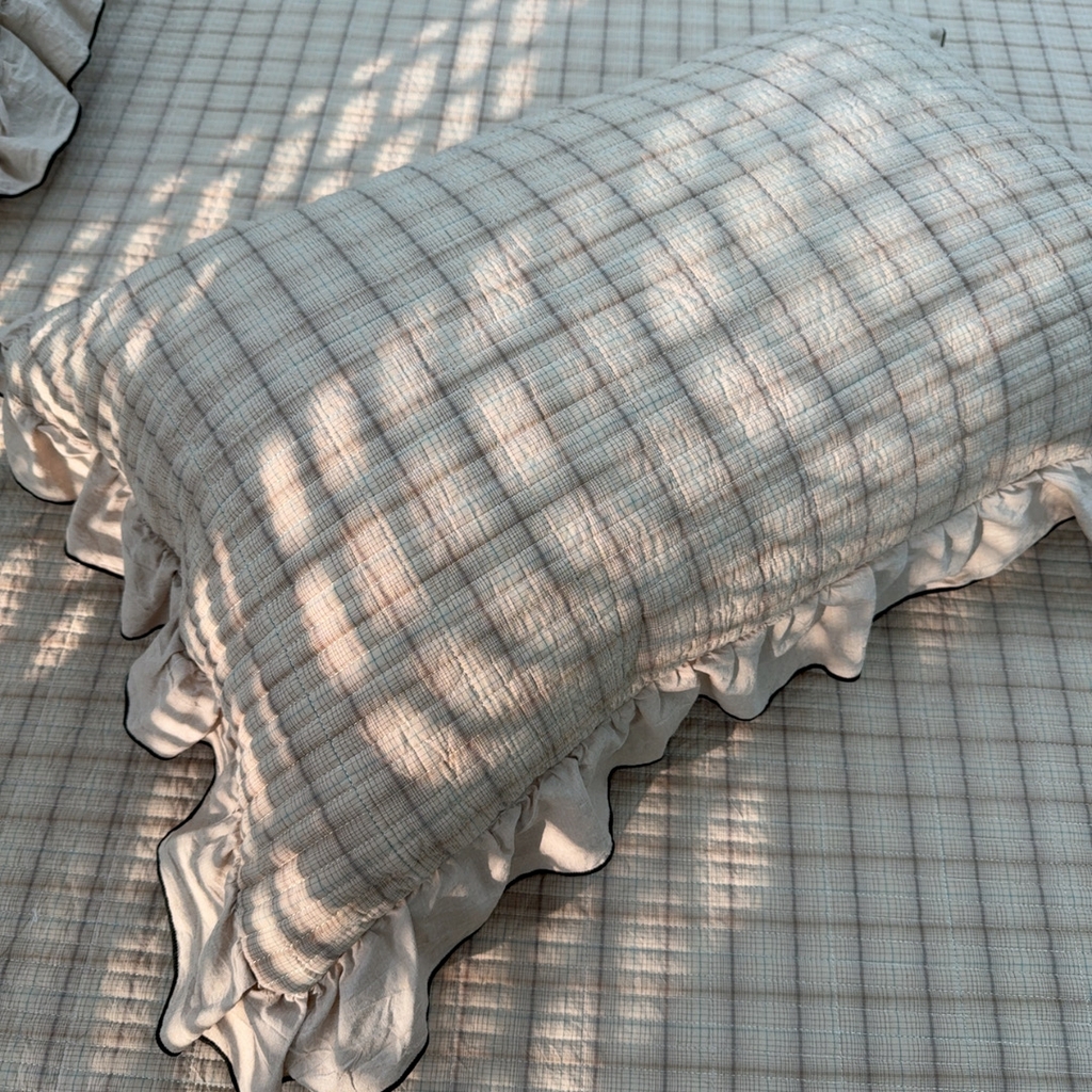 91家纺网 家纺一手货源 找家纺 暖居 2026年新款全棉色织水洗棉高温砂洗床盖三件套四件套艾丽莎