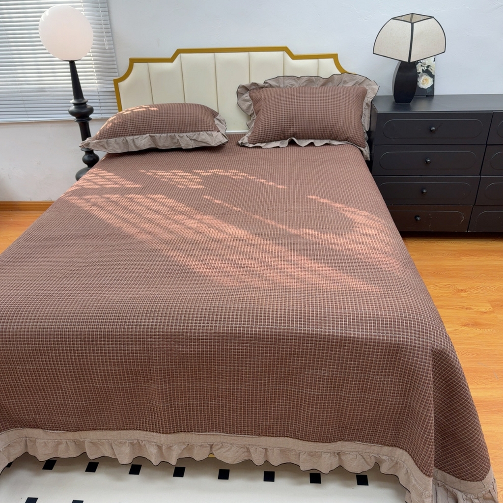 91家纺网 家纺一手货源 找家纺 暖居 2026年新款全棉色织水洗棉高温砂洗床盖三件套四件套挪威