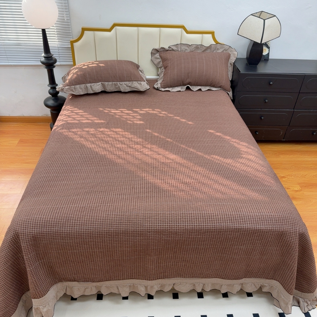 91家纺网 家纺一手货源 找家纺 暖居 2026年新款全棉色织水洗棉高温砂洗床盖三件套四件套挪威