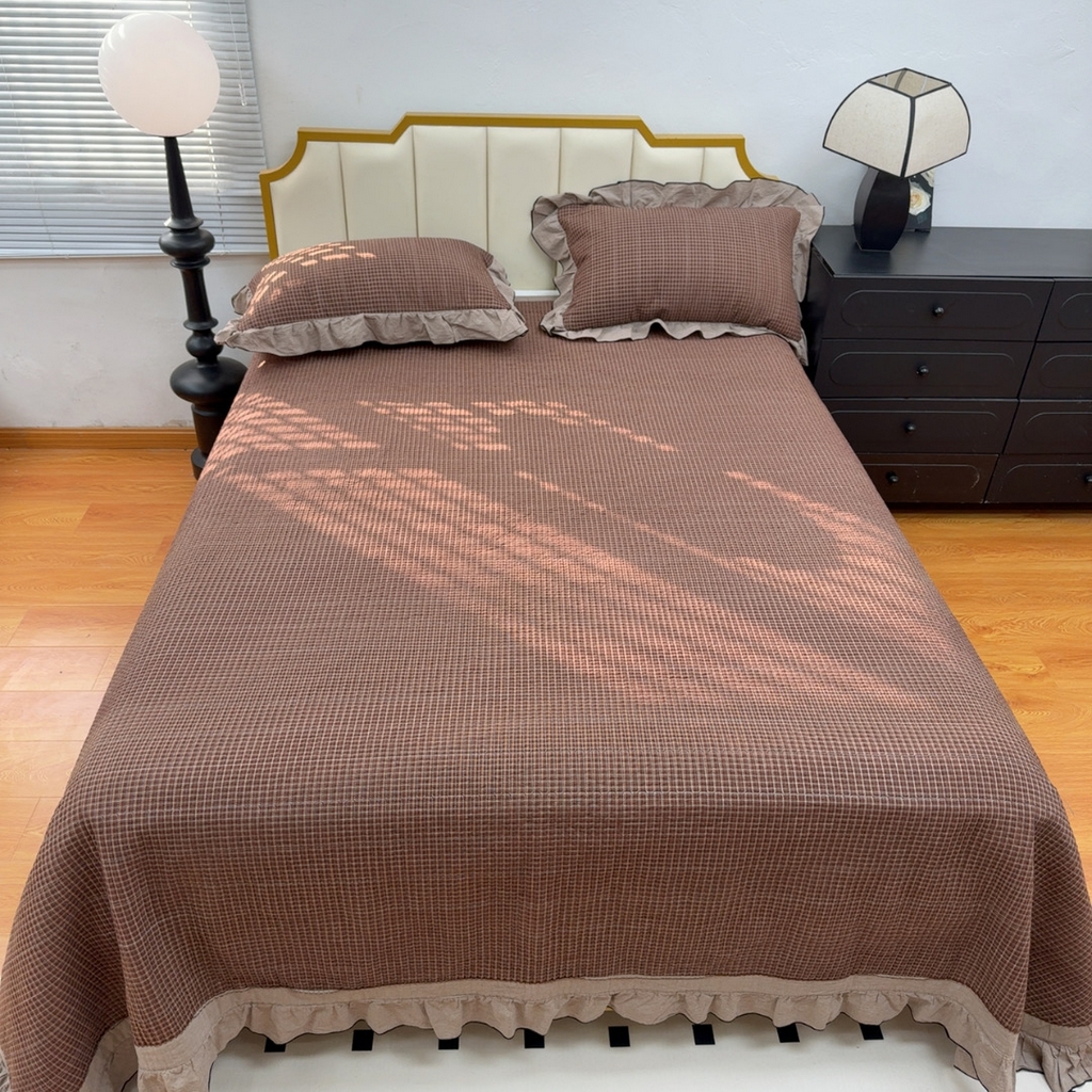 91家纺网 家纺一手货源 找家纺 暖居 2026年新款全棉色织水洗棉高温砂洗床盖三件套四件套挪威