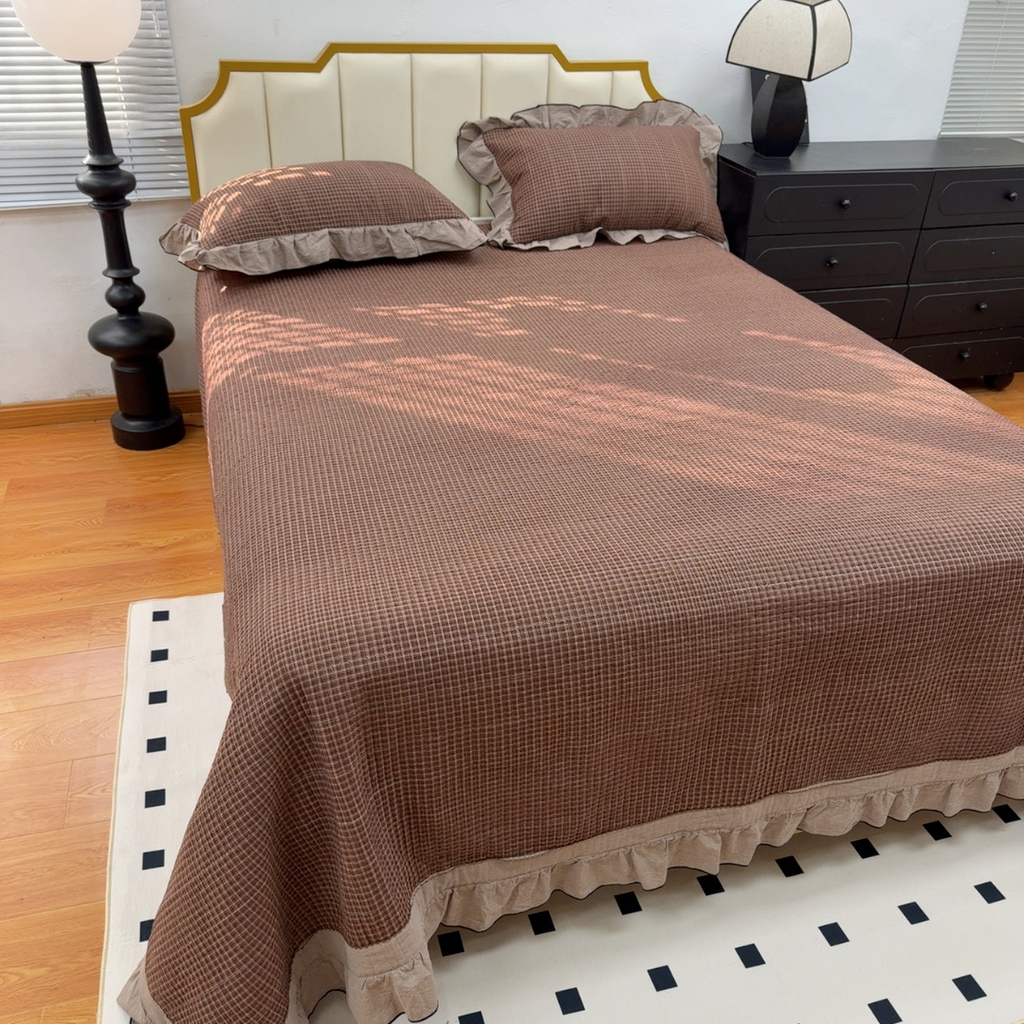 91家纺网 家纺一手货源 找家纺 暖居 2026年新款全棉色织水洗棉高温砂洗床盖三件套四件套挪威