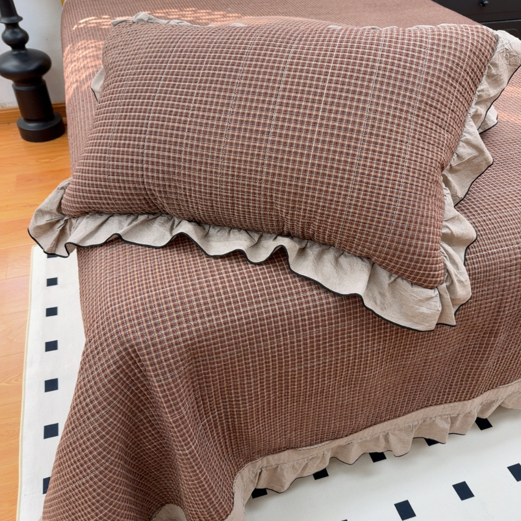 91家纺网 家纺一手货源 找家纺 暖居 2026年新款全棉色织水洗棉高温砂洗床盖三件套四件套挪威